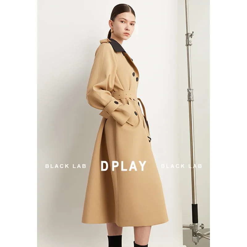 Fall Autumn Luxury British Khaki Old Money midi Trench Coat - Doas