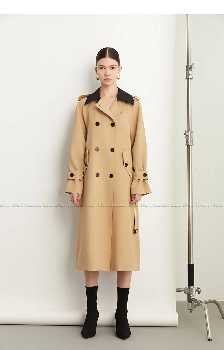 Fall Autumn Luxury British Khaki Old Money midi Trench Coat - Doas