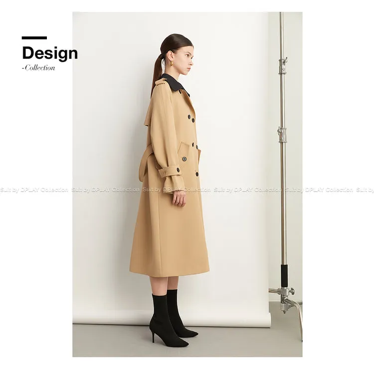 Fall Autumn Luxury British Khaki Old Money midi Trench Coat - Doas