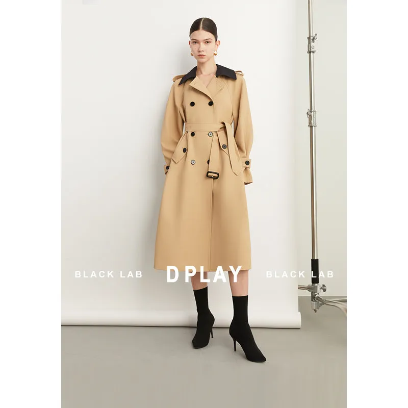 Fall Autumn Luxury British Khaki Old Money midi Trench Coat - Doas