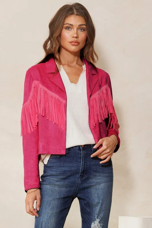 Fancy is her Name Pink Fringe Jacket