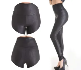 Fashion Serpentine Sexy Leggings Womens Leggins Stretch High Waist quality Faux Leather Pants Plus Size