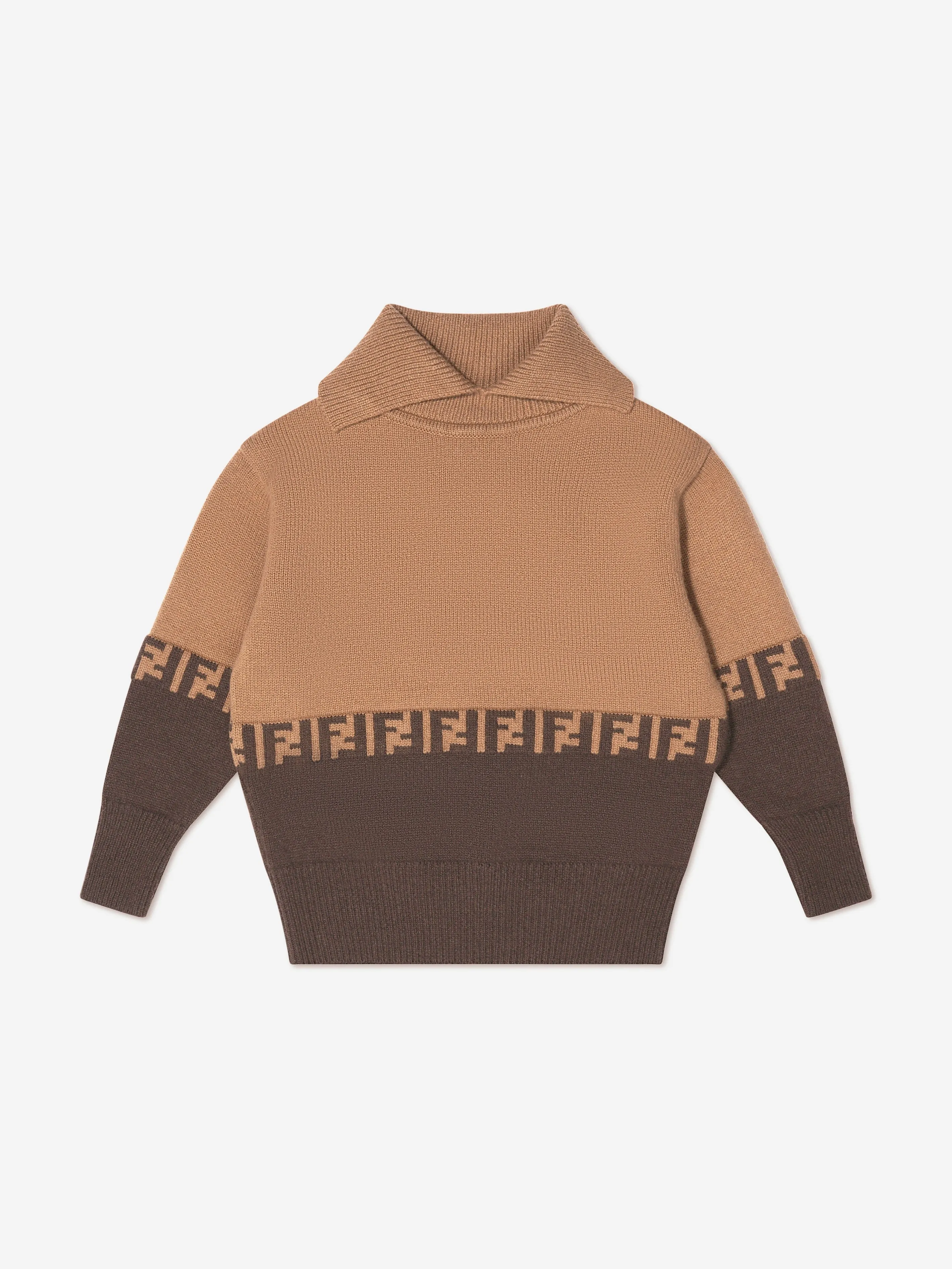 Fendi Boys Wool And Cashmere Roll Neck Jumper