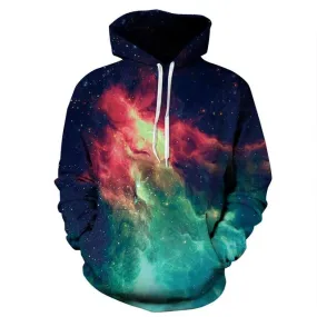 Flaming Green and Red  Universe 3D Sweatshirt Hoody