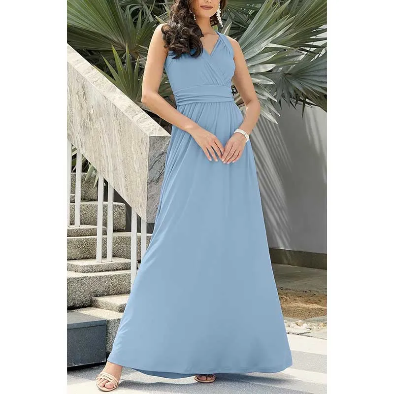 Flowy Bridesmaid Dress Cocktail Evening Gown Maxi Dress