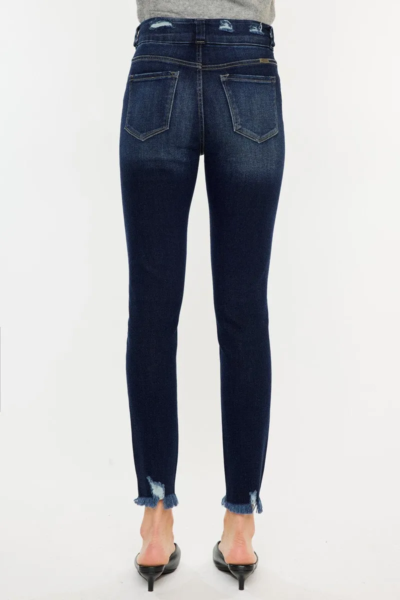 Full Size Cat's Whiskers Raw Hem High Waist Jeans