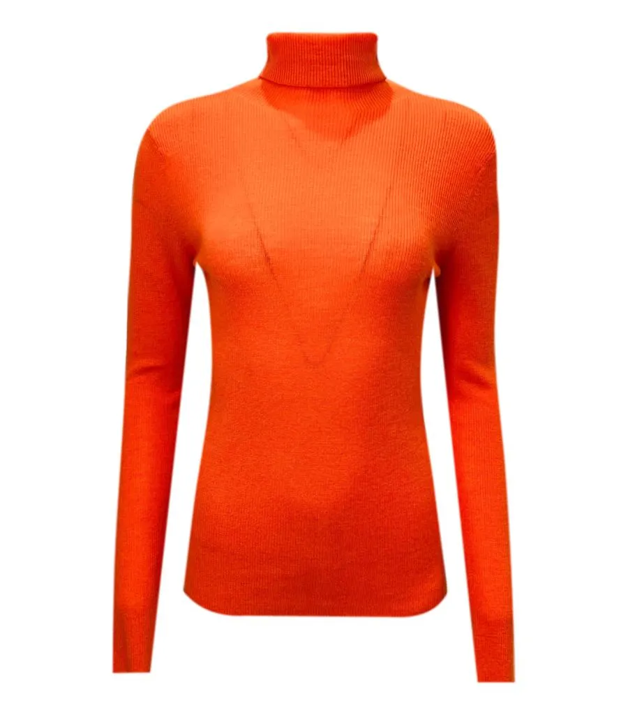 Ganni Rollneck Cut-Out Merino Wool Jumper. Size L