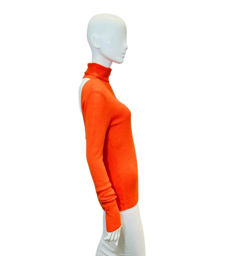 Ganni Rollneck Cut-Out Merino Wool Jumper. Size L