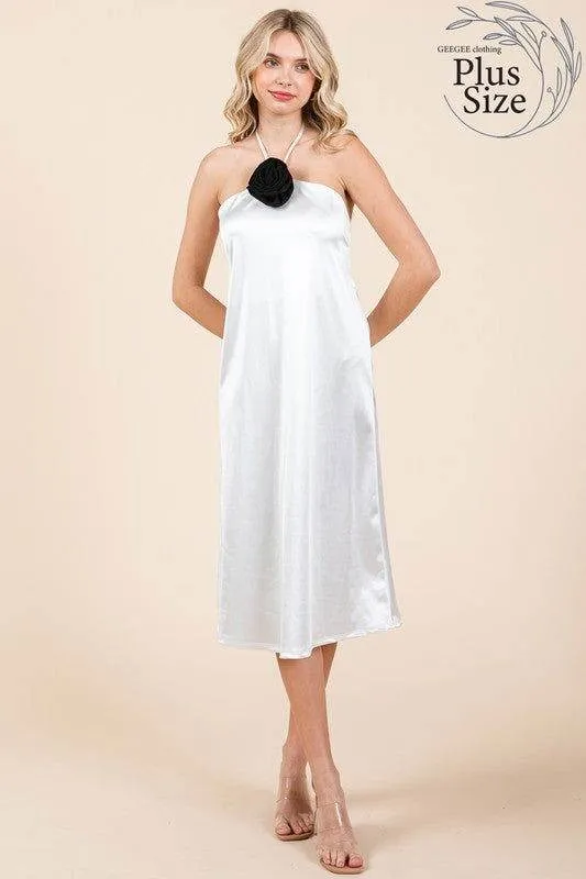 Geegee Plus Satin Slip Dress