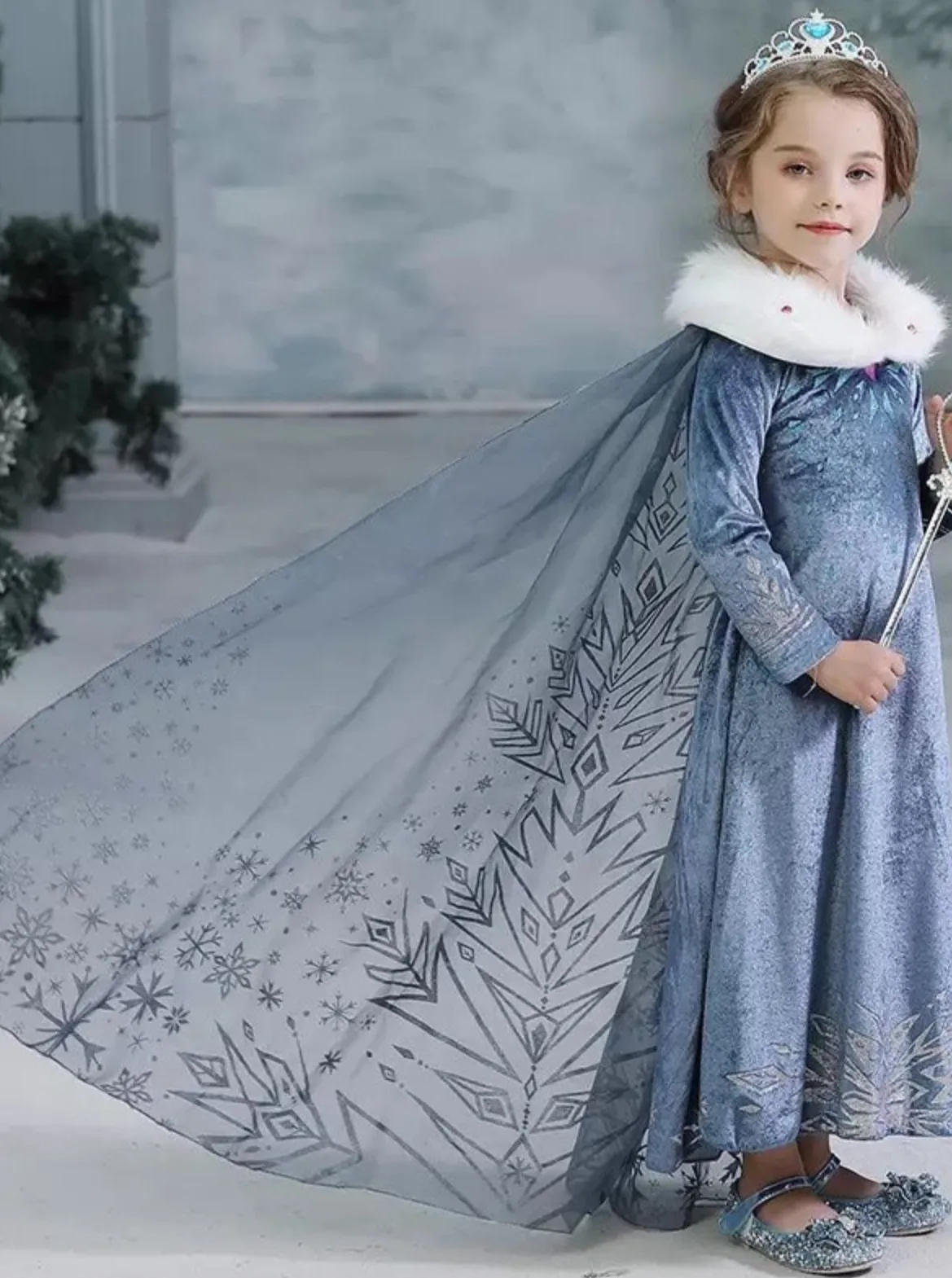 Girls Frozen Inspired Elsa Costume Dress Set