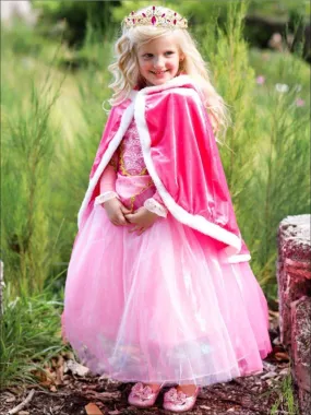 Girls Princess Aurora Sleeping Beauty Inspired Velvet Cape with Hood