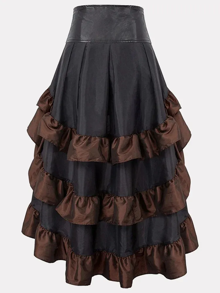 Gothic Romance Black & Chocolate Maxi Skirt