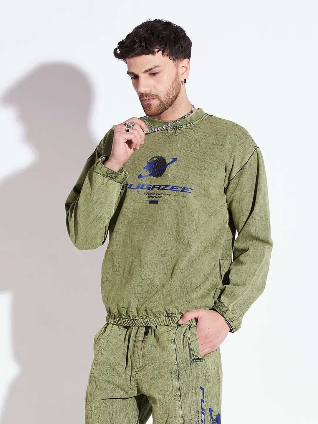 Green Acid Washed Sweatshirt