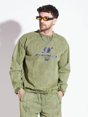 Green Acid Washed Sweatshirt