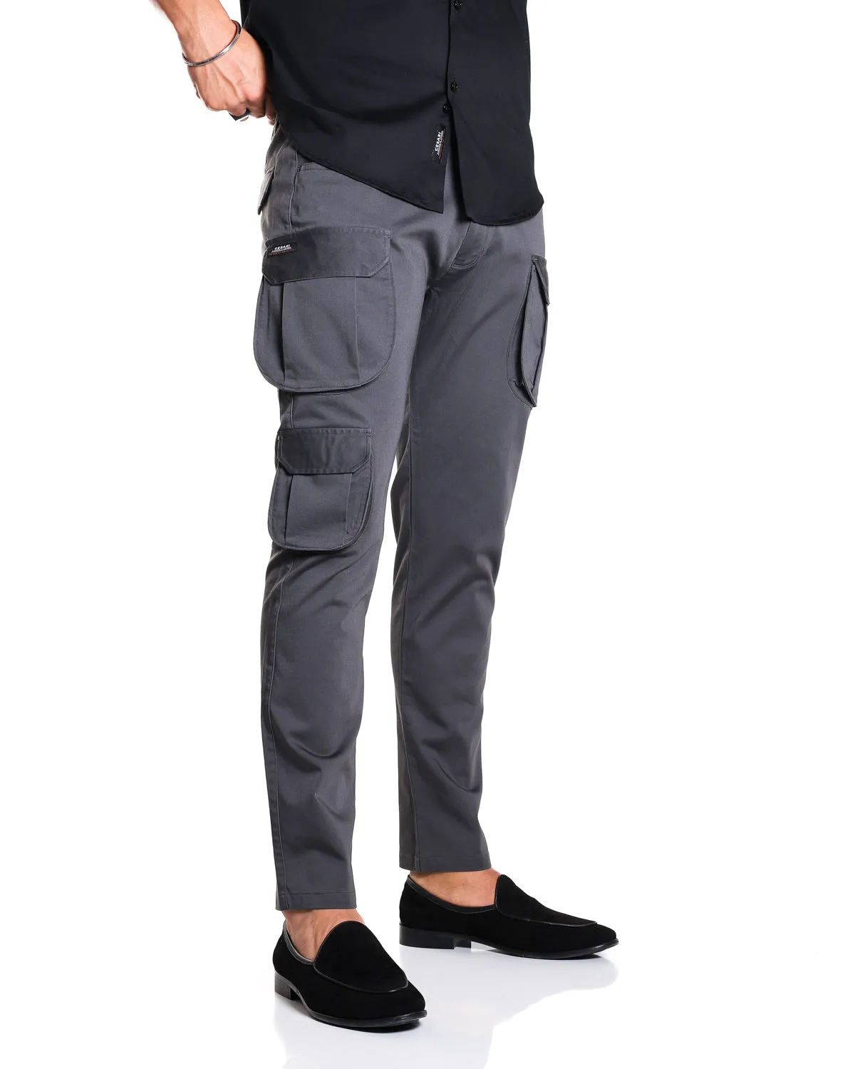 Grey 7-Pocket Cargo Pants