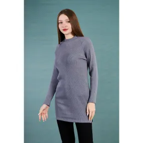 Grey Ribbed Long Sweatshirt