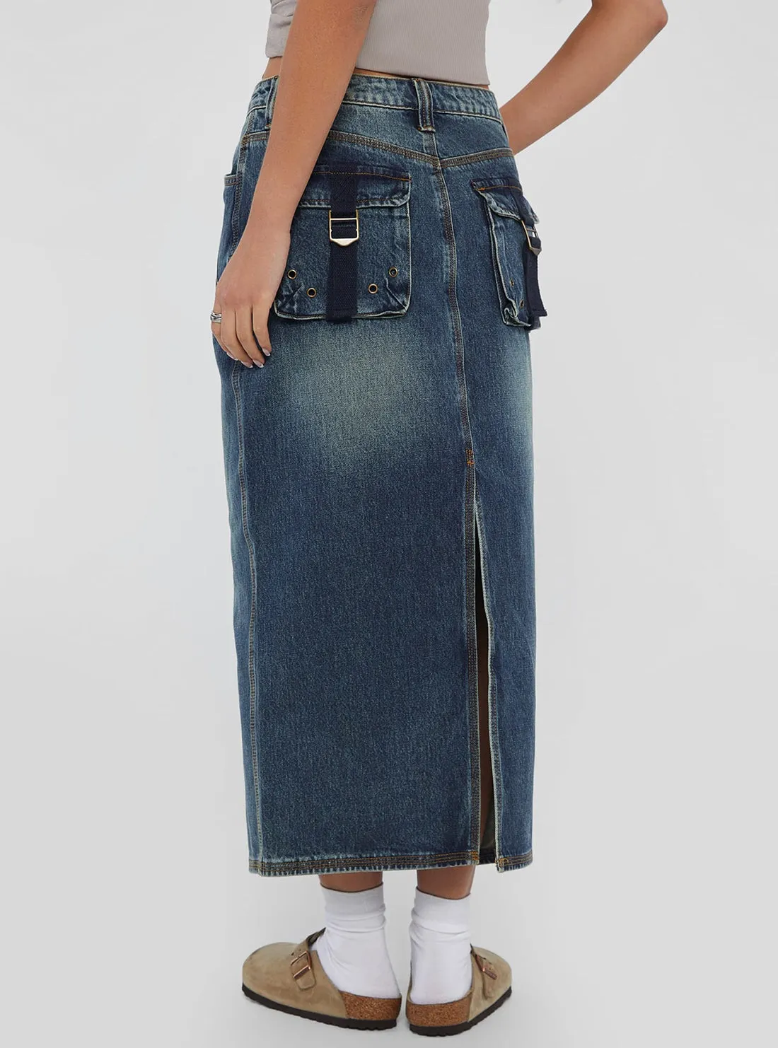 Guess Originals Blue Mid Cargo Skirt