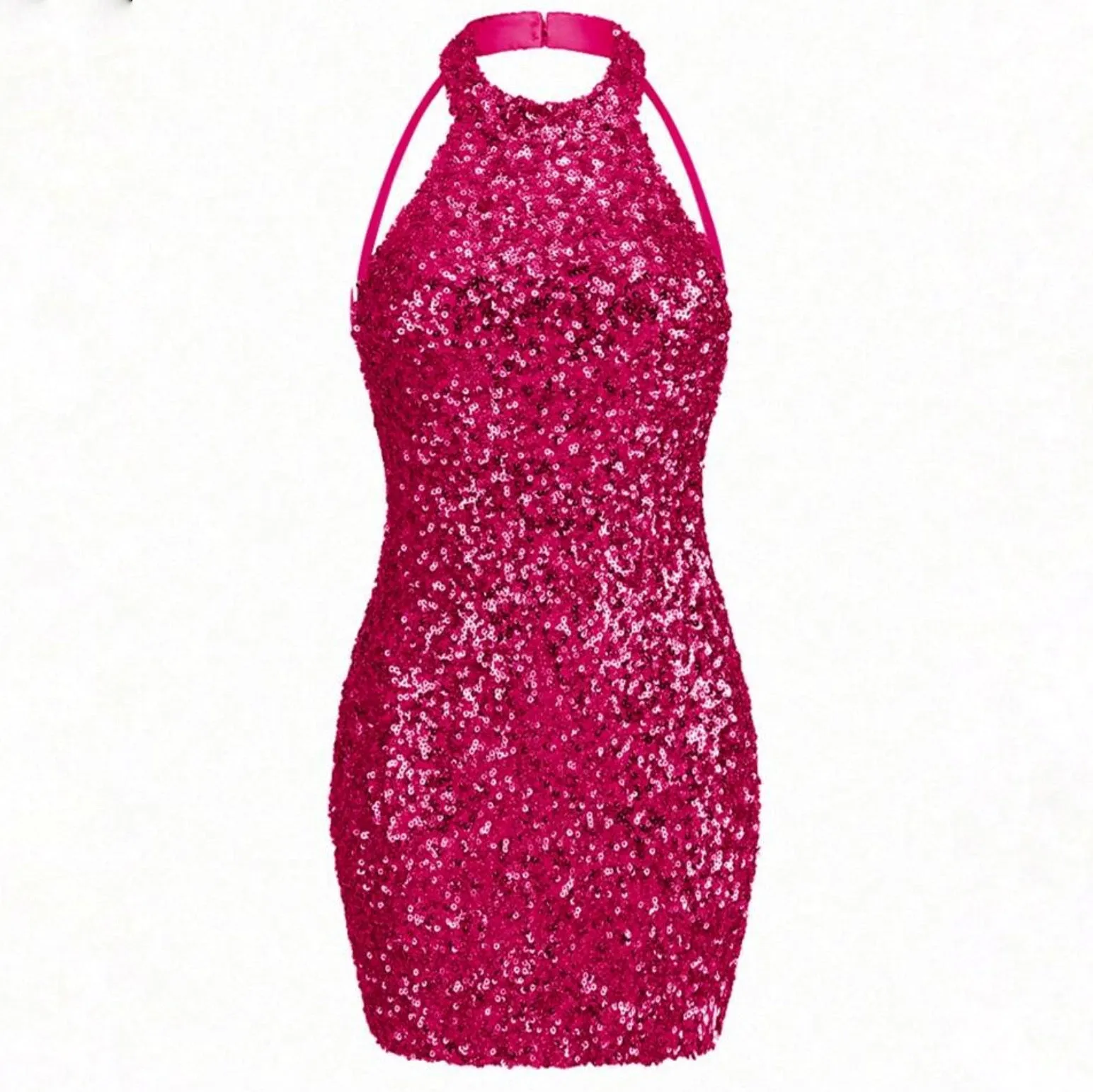 Halter Neck Backless Sequin Bodycon Dress