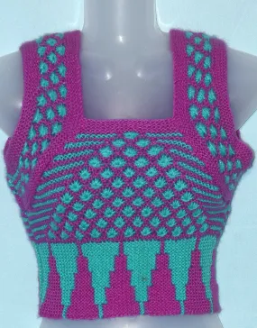 Handmade woolen blouse for women multicolor knitted and free size