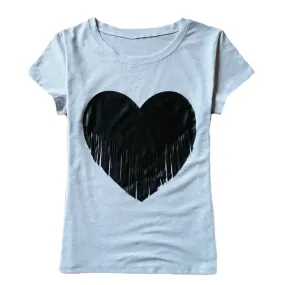 Heart Leather Tassel  Tees