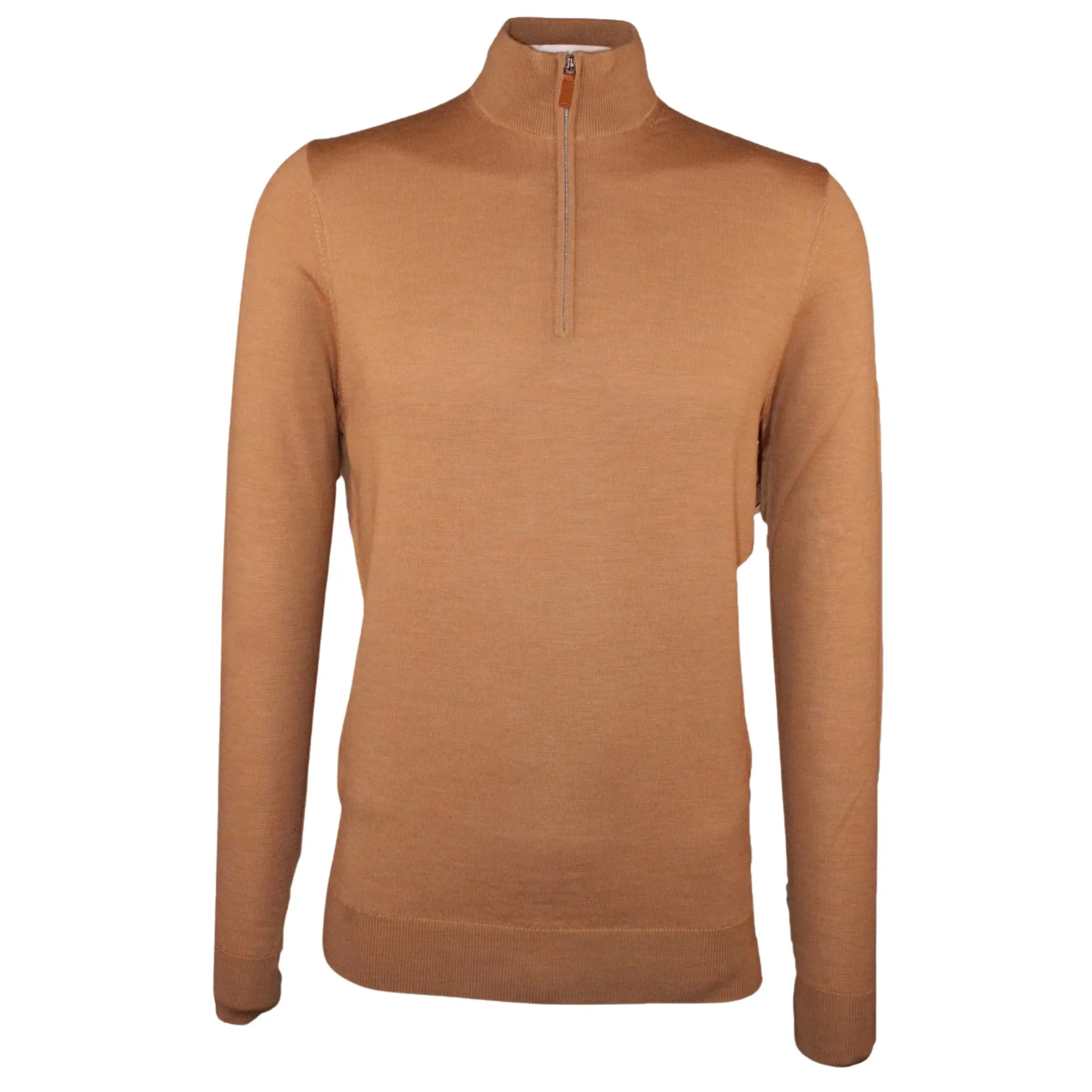 HENRY SARTORIAL Quarter Zip Jumper BROWN