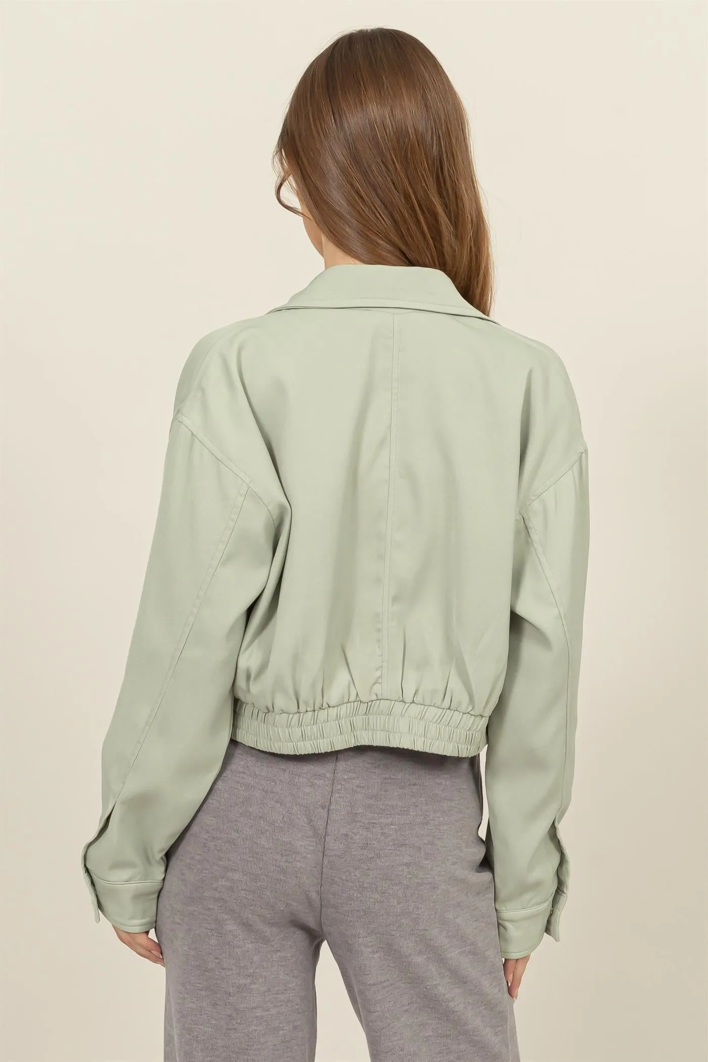 HF24F615-CROPPED ZIP-UP JACKET WITH FRONT POCKETS