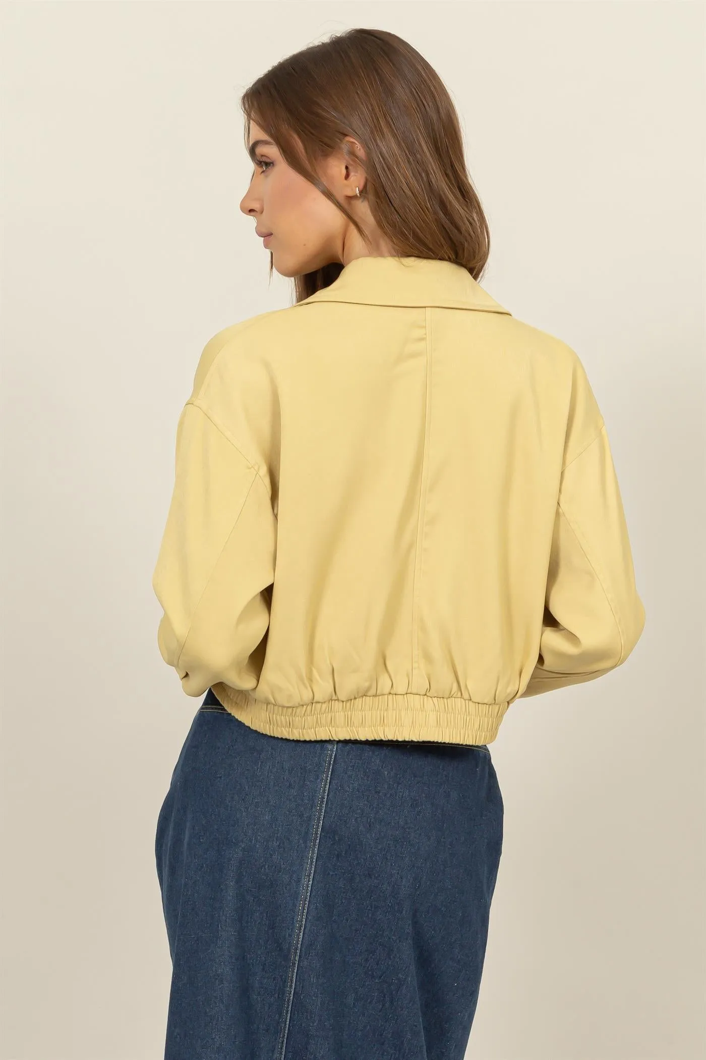 HF24F615-CROPPED ZIP-UP JACKET WITH FRONT POCKETS