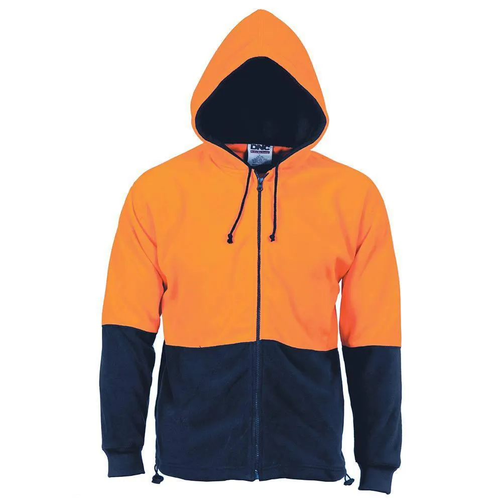 Hi Vis 2 Tone Full Zip Fleece Hoodie