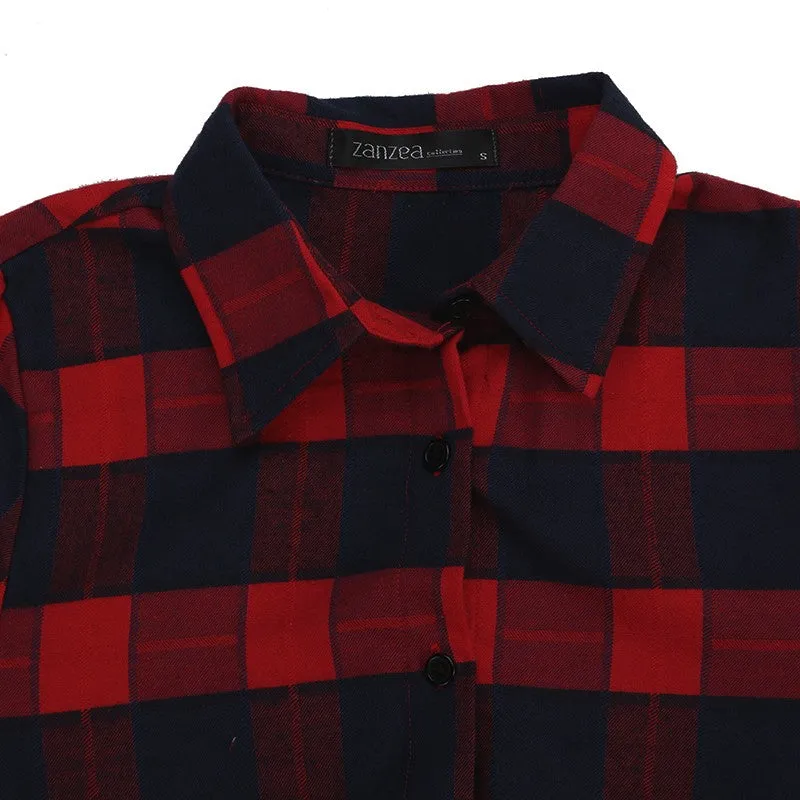 High Quality Asymmetrical Plaid Long Sleeve Shirt