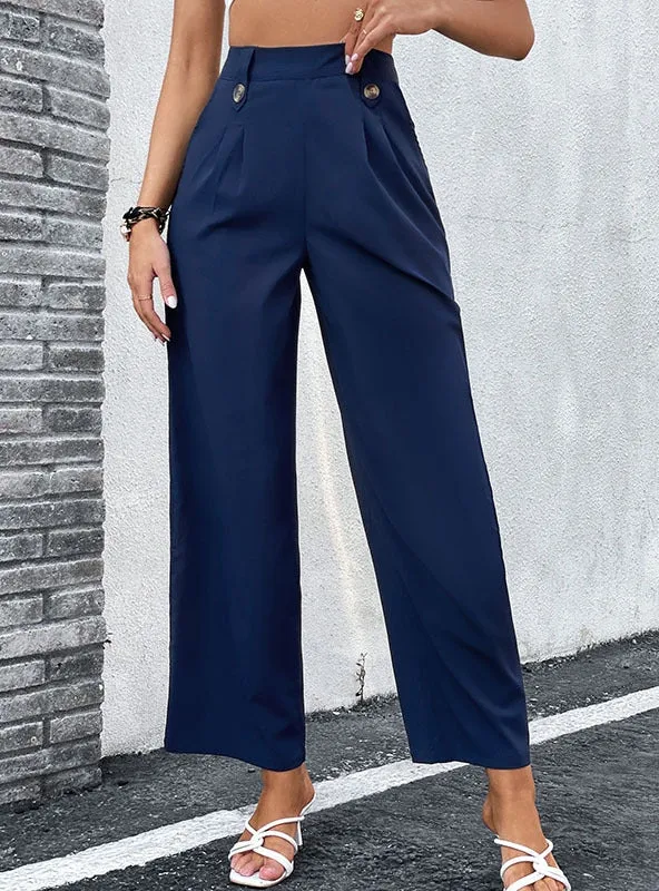 High Waist Elastic Wide-leg Pants