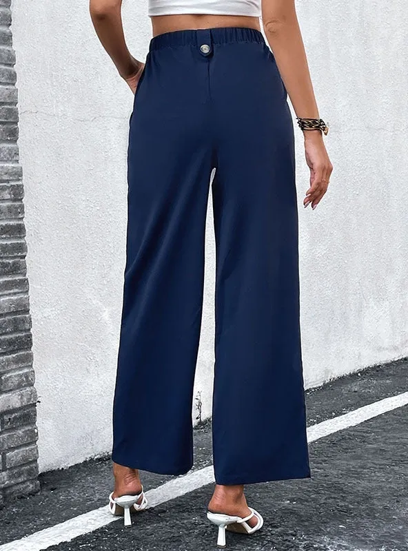 High Waist Elastic Wide-leg Pants