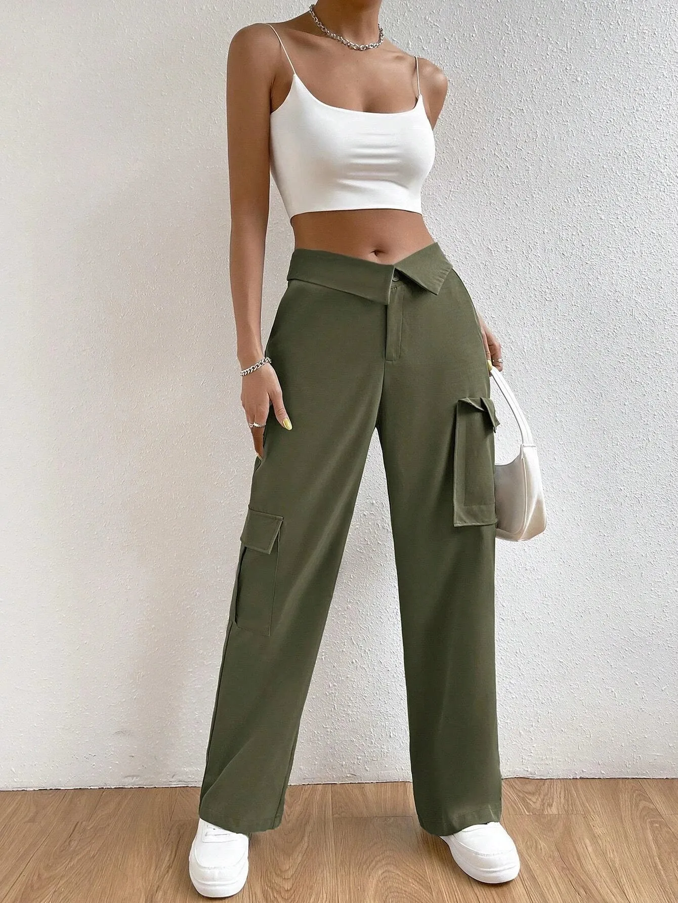 High Waist Regular Fit Cargo Pants