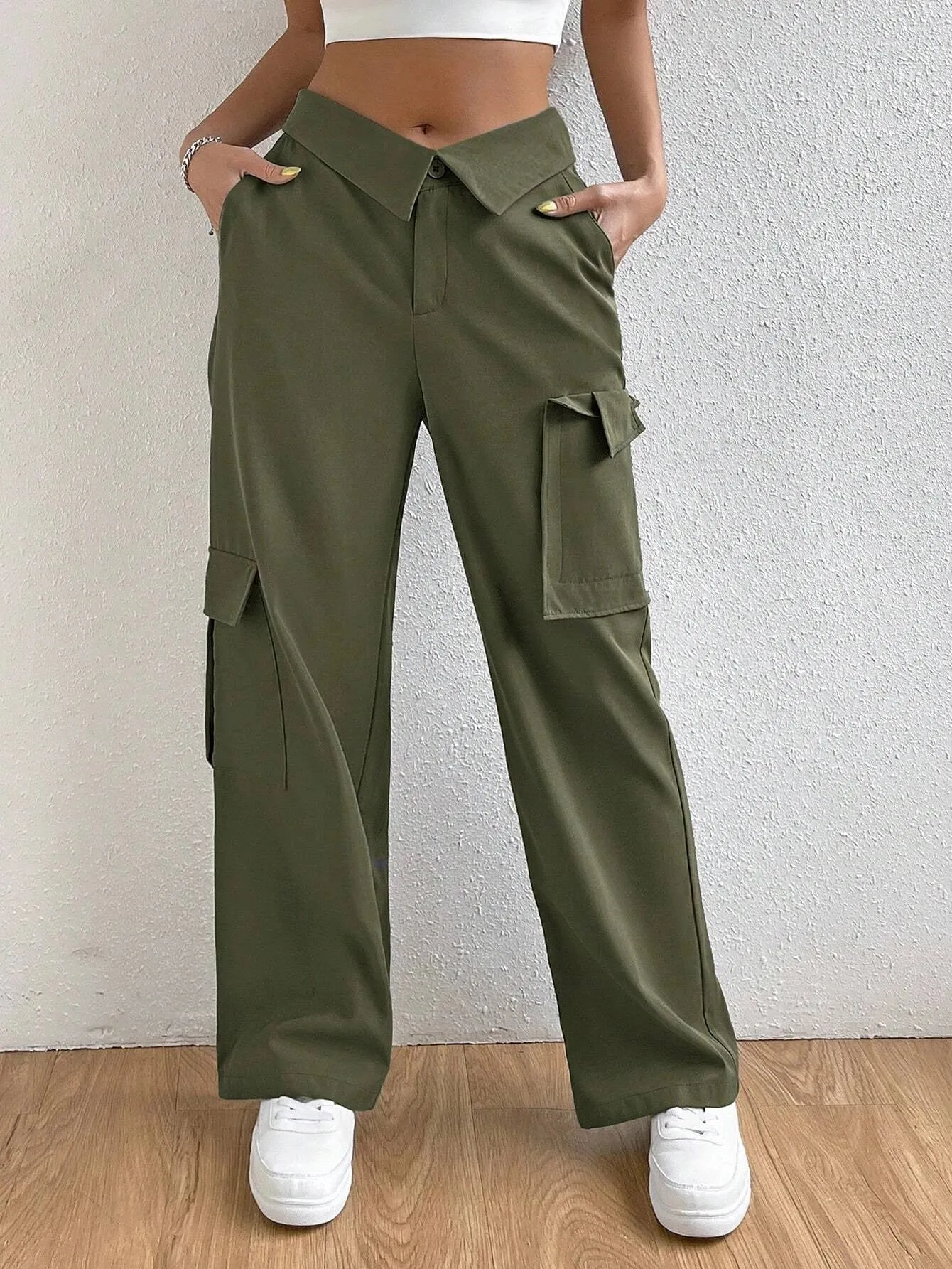 High Waist Regular Fit Cargo Pants