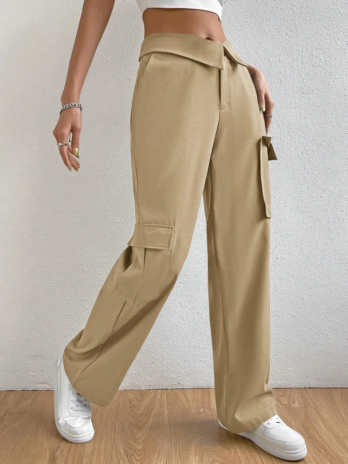 High Waist Regular Fit Cargo Pants