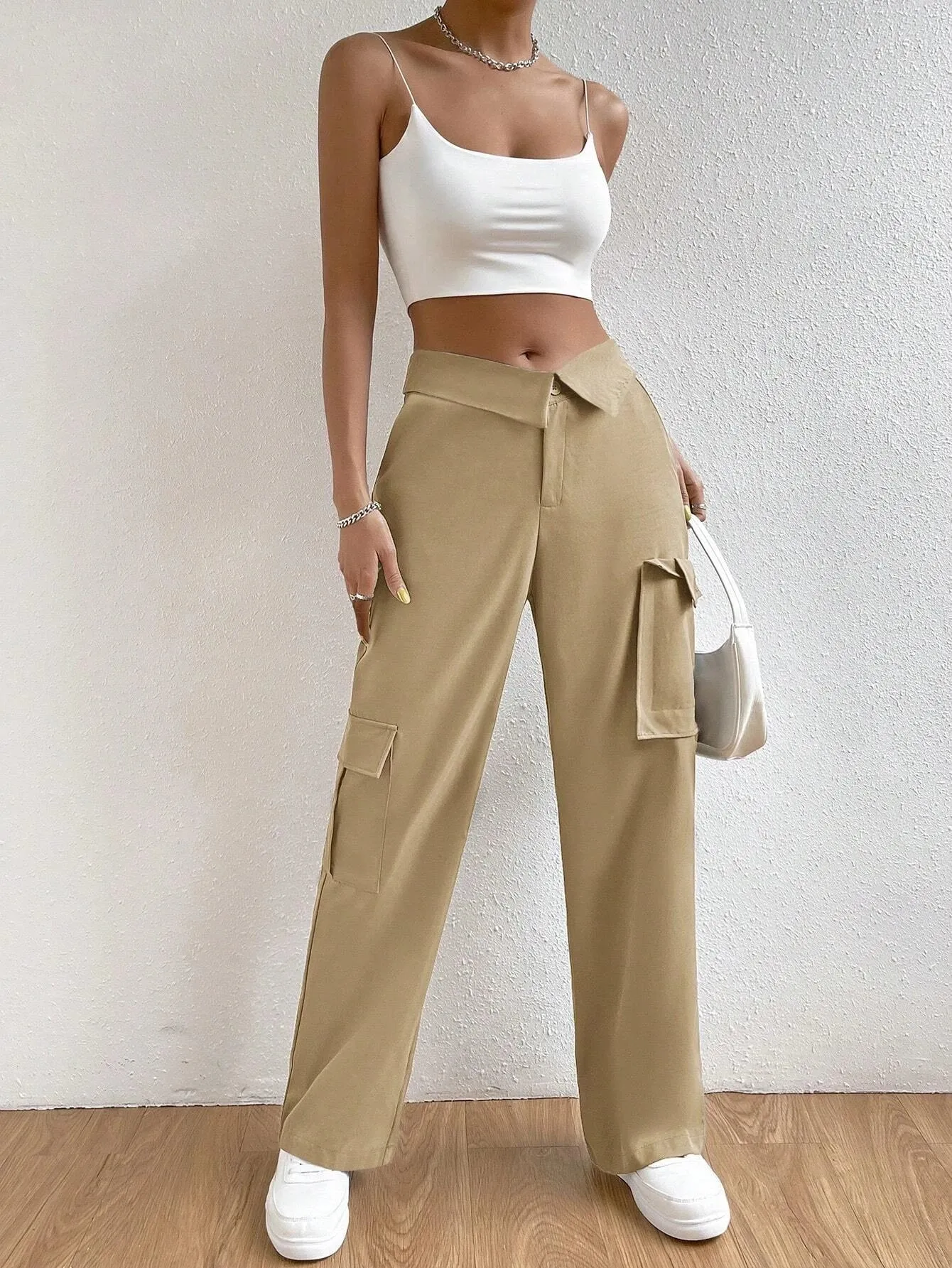 High Waist Regular Fit Cargo Pants