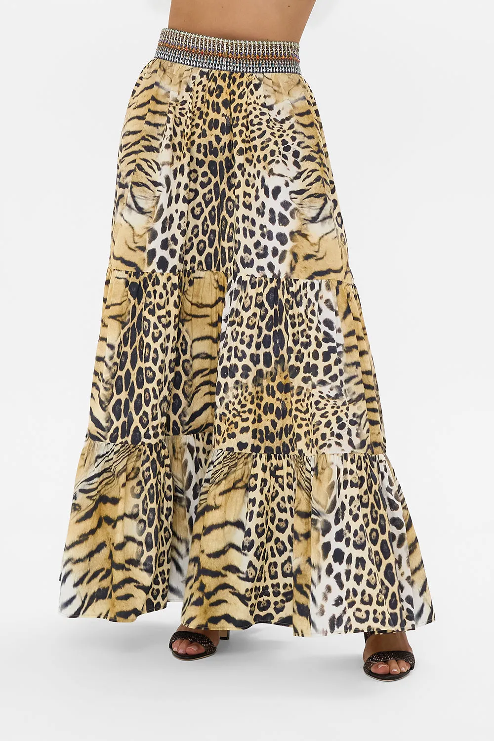 HIGH WAISTED TIERED SKIRT JAGUAR