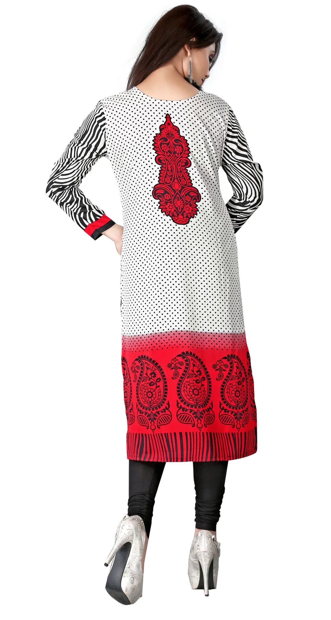 India Tunic Top Kurti Womens Long Blouse Indian Apparel (Red)