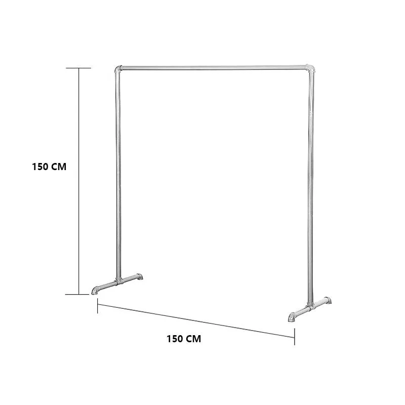 Industrial Freestanding Pipe Clothing Rack 150X150cm-Sliver