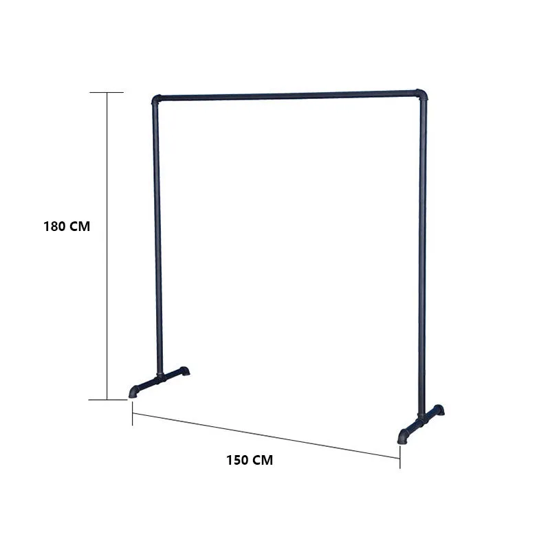 Industrial Freestanding Pipe Clothing Rack 180X150cm-Black