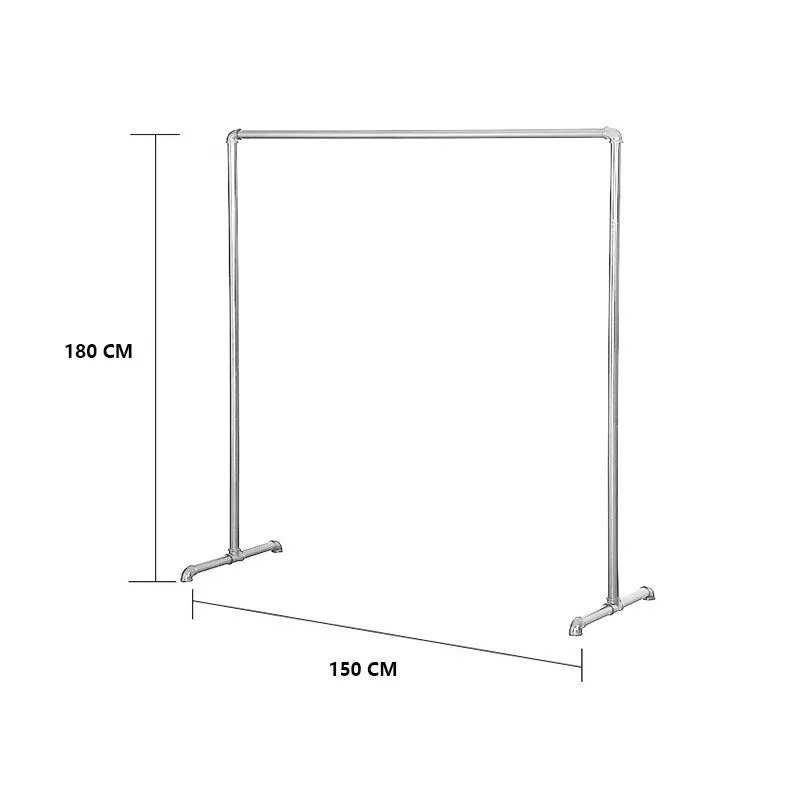 Industrial Freestanding Pipe Clothing Rack 180X150cm-Sliver