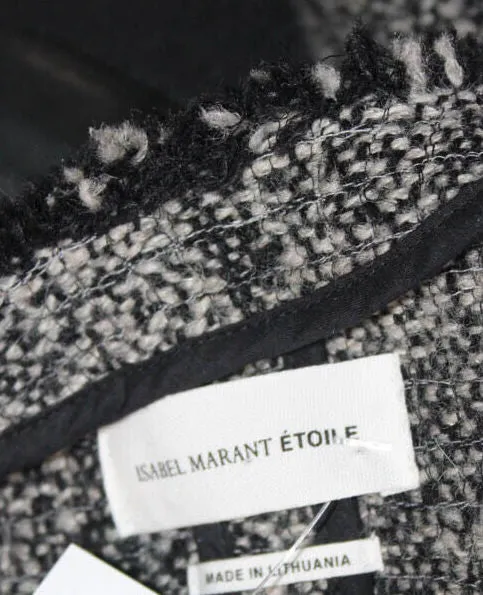 Isabel Marant Etoile Paris. Gray Knitted Boucle Raw-Hem One Button Jacket