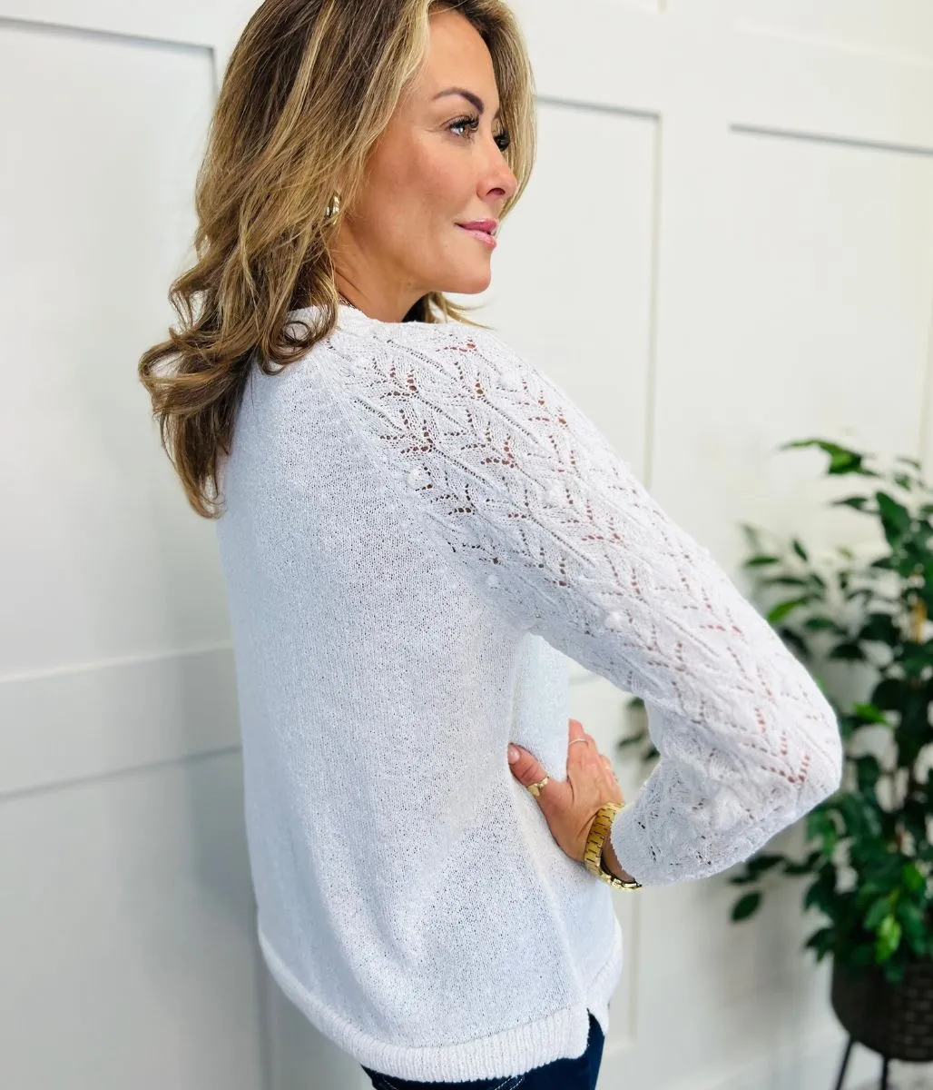 Ivory Delicate Crochet Sleeve Jumper