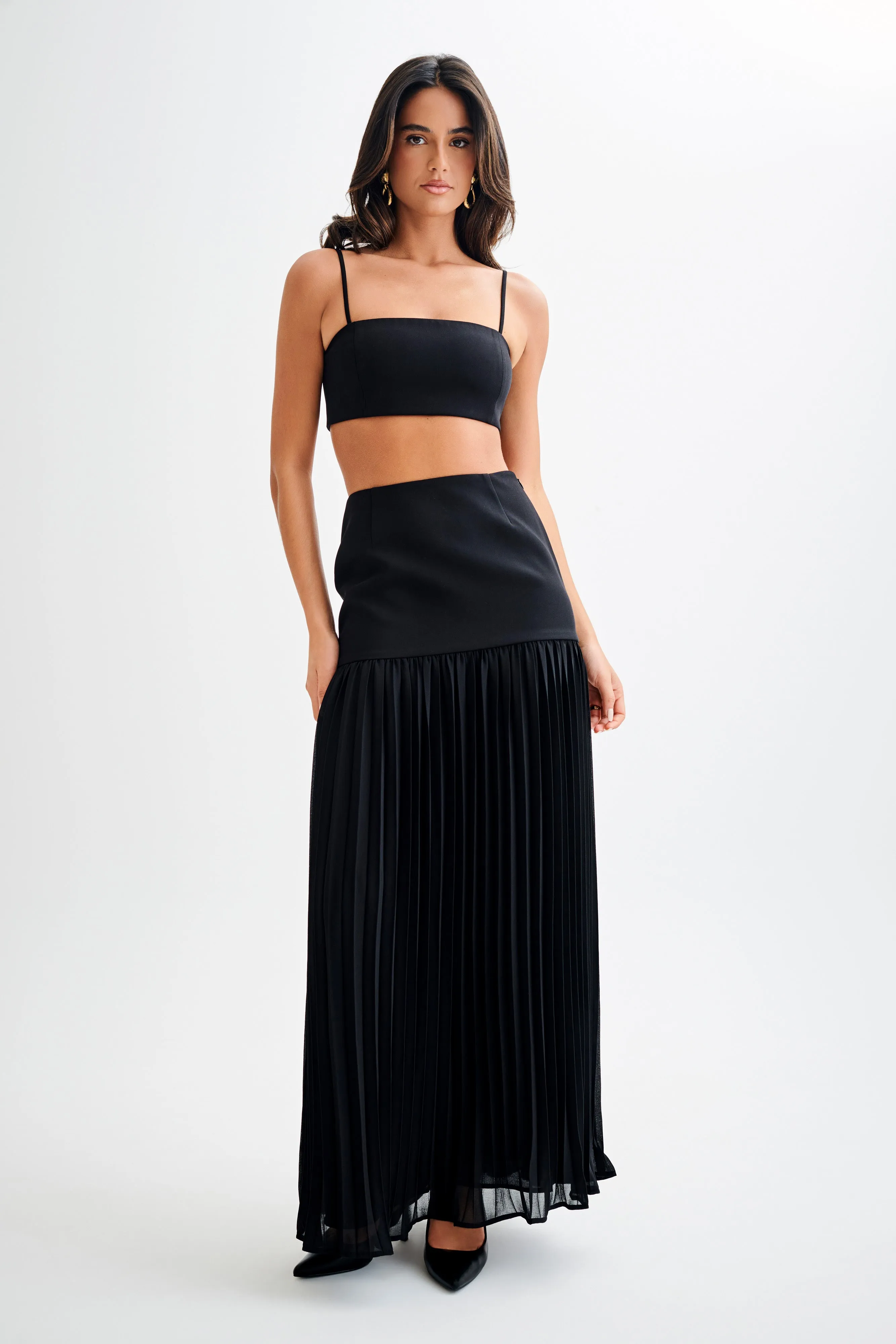 Jillian Pleated Maxi Skirt - Black