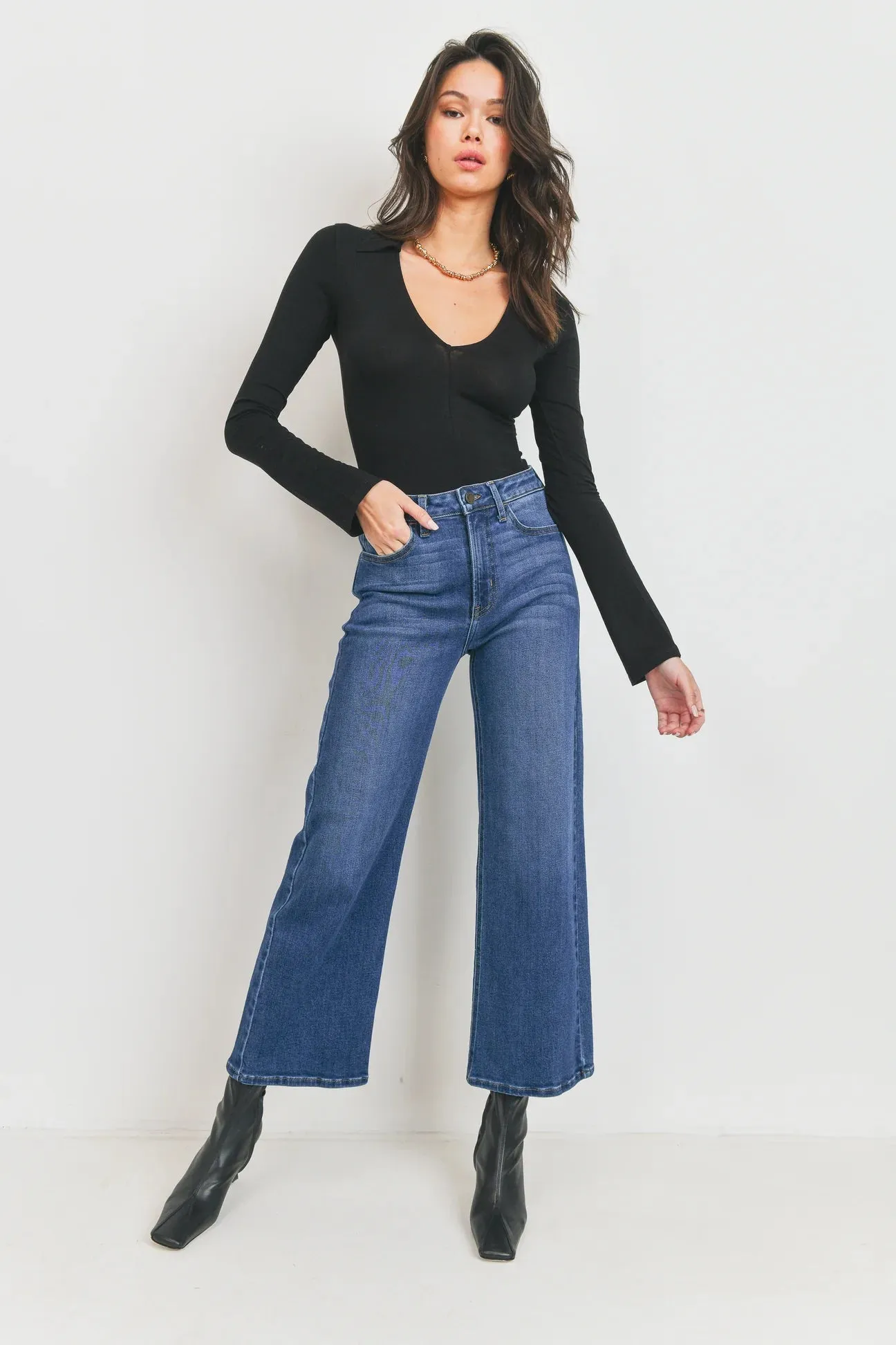 Just Black High Rise Wide Leg Jeans