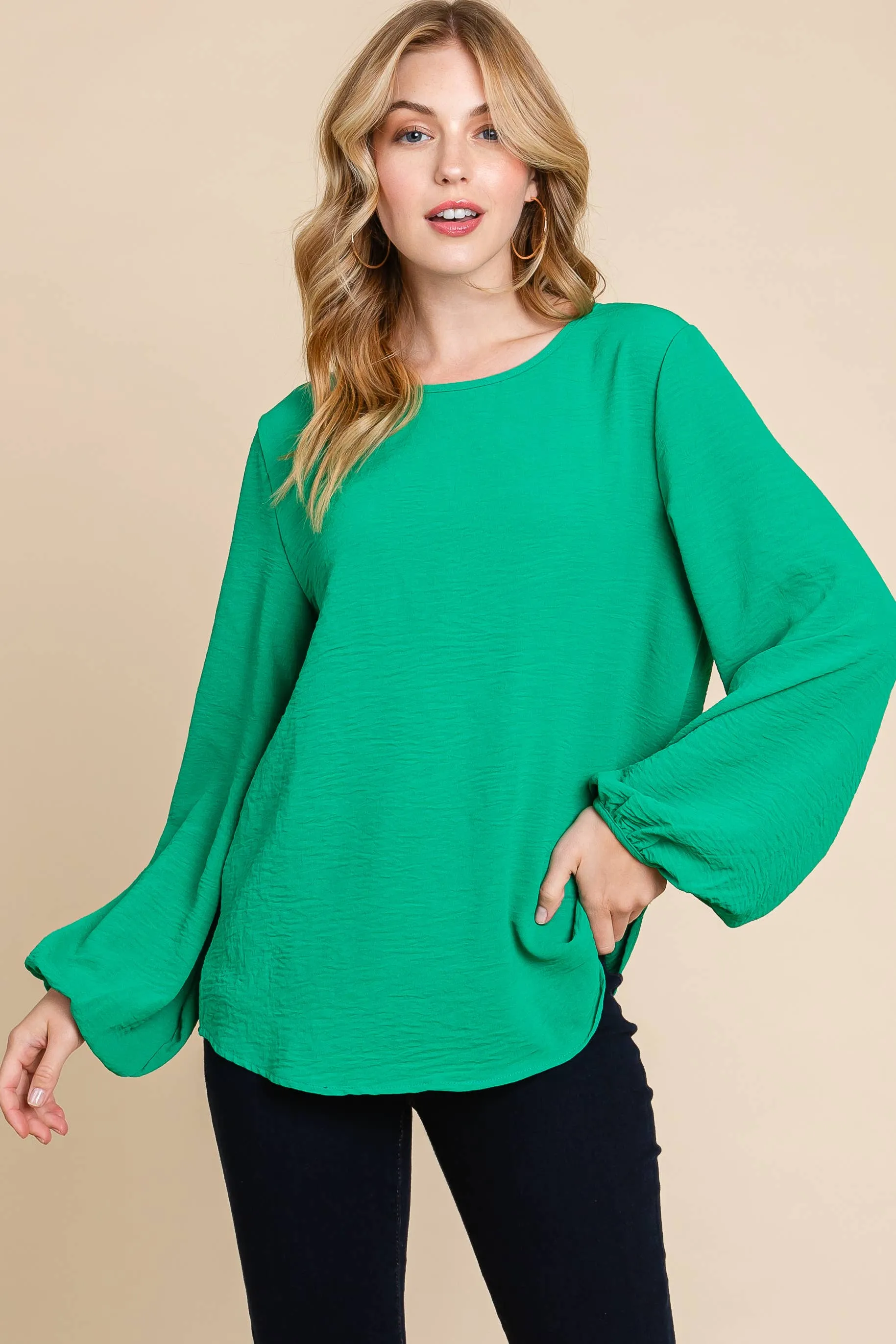 Kelly Green Bell Sleeve Tunic