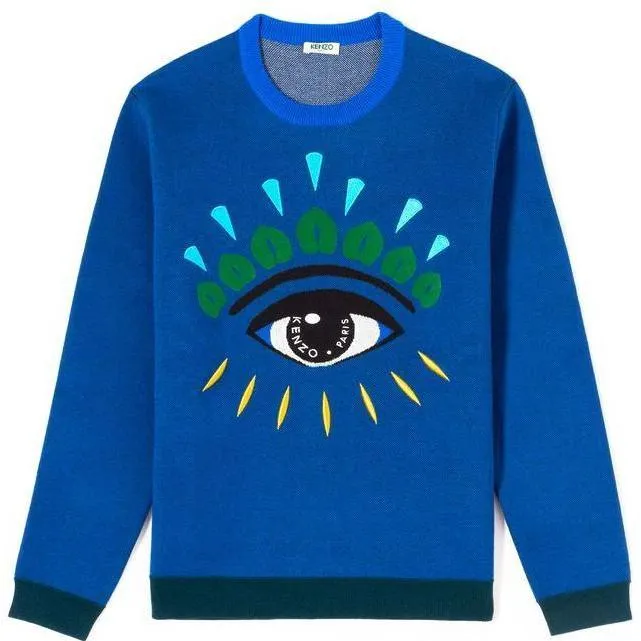 KENZO Intarsia Eye Sweater, French Blue