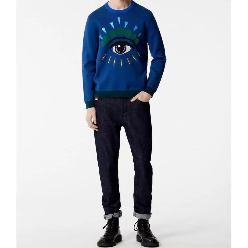 KENZO Intarsia Eye Sweater, French Blue