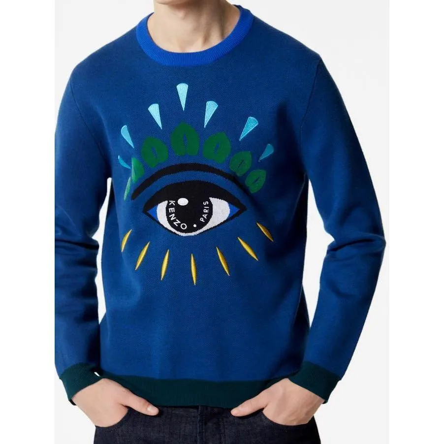 KENZO Intarsia Eye Sweater, French Blue