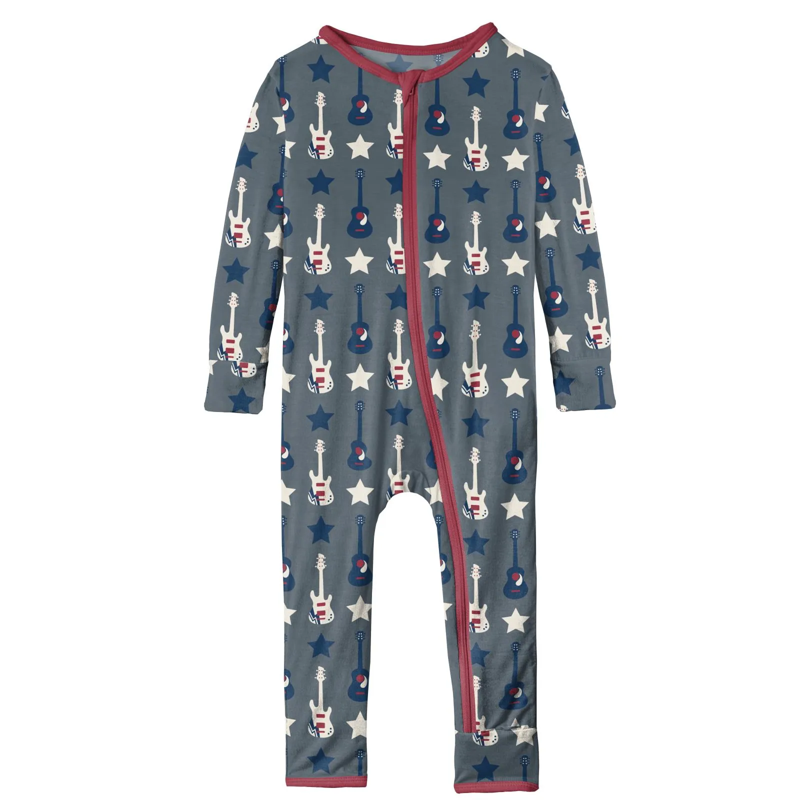 KicKee Pants Slate Guitars and Stars Coverall with Zipper