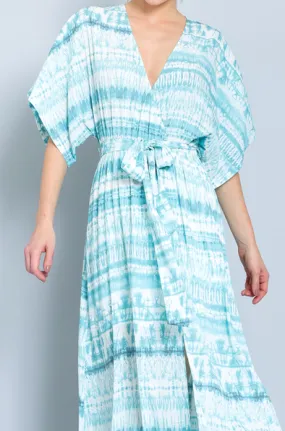 Kimono Sleeve Tie-Dye Maxi Dress